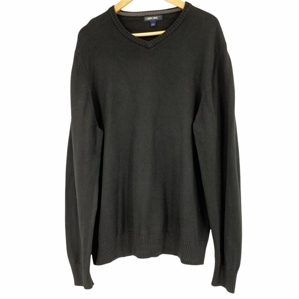 Mens Sweater Cherokee Large 9871 V-neck Cotton